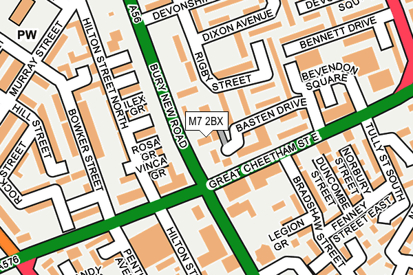 M7 2BX map - OS OpenMap – Local (Ordnance Survey)