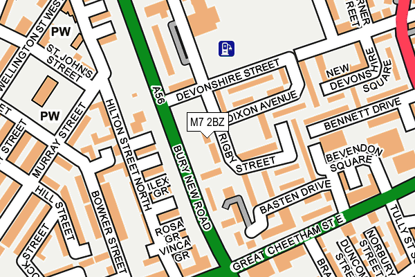 M7 2BZ map - OS OpenMap – Local (Ordnance Survey)