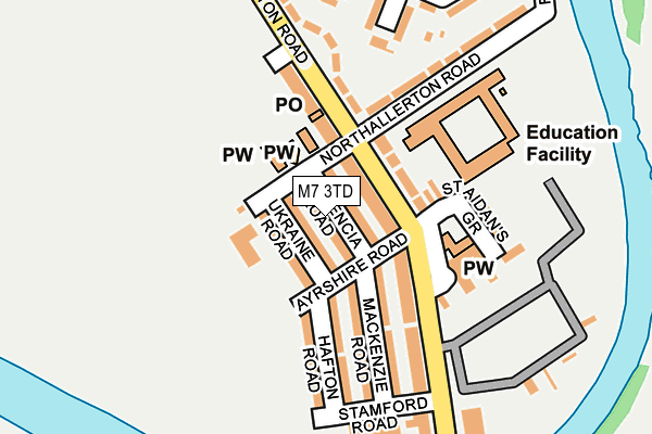 M7 3TD map - OS OpenMap – Local (Ordnance Survey)