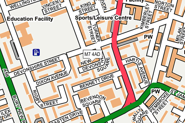 M7 4AD map - OS OpenMap – Local (Ordnance Survey)