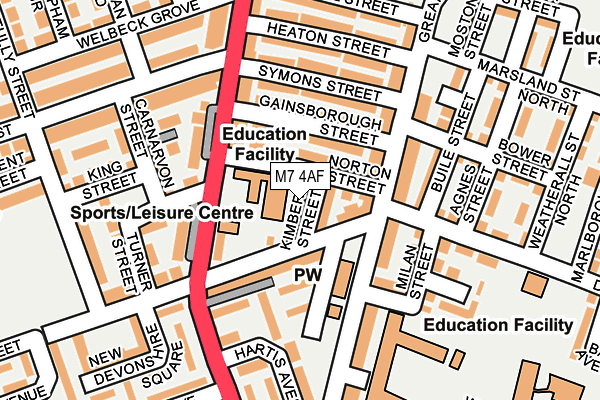 M7 4AF map - OS OpenMap – Local (Ordnance Survey)