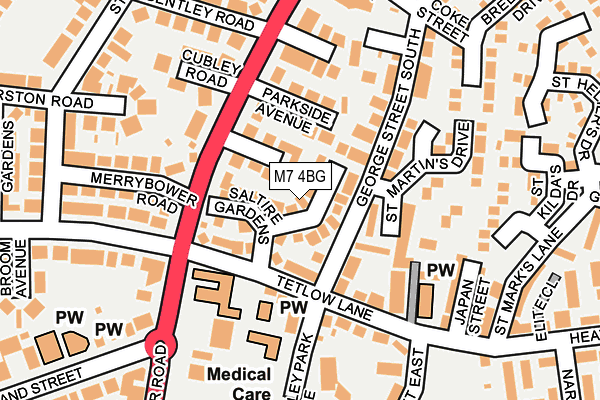 M7 4BG map - OS OpenMap – Local (Ordnance Survey)