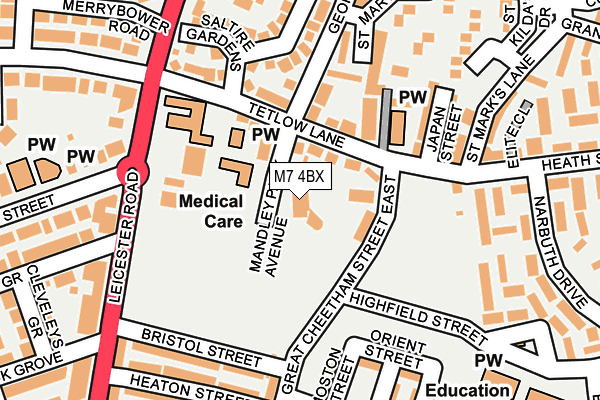 M7 4BX map - OS OpenMap – Local (Ordnance Survey)