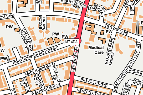 M7 4DA map - OS OpenMap – Local (Ordnance Survey)