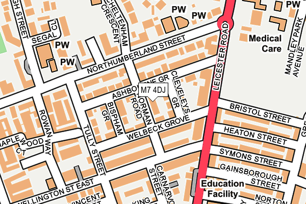 M7 4DJ map - OS OpenMap – Local (Ordnance Survey)