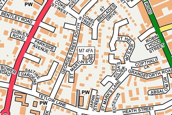 M7 4FA map - OS OpenMap – Local (Ordnance Survey)