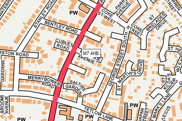 M7 4HB map - OS OpenMap – Local (Ordnance Survey)