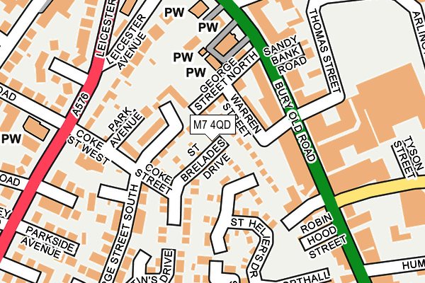M7 4QD map - OS OpenMap – Local (Ordnance Survey)