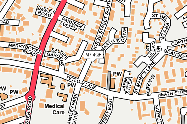 M7 4QF map - OS OpenMap – Local (Ordnance Survey)