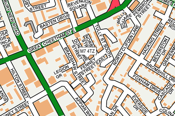 M7 4TZ map - OS OpenMap – Local (Ordnance Survey)