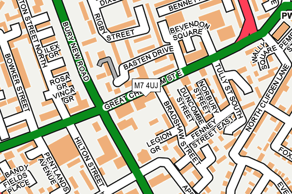 M7 4UJ map - OS OpenMap – Local (Ordnance Survey)