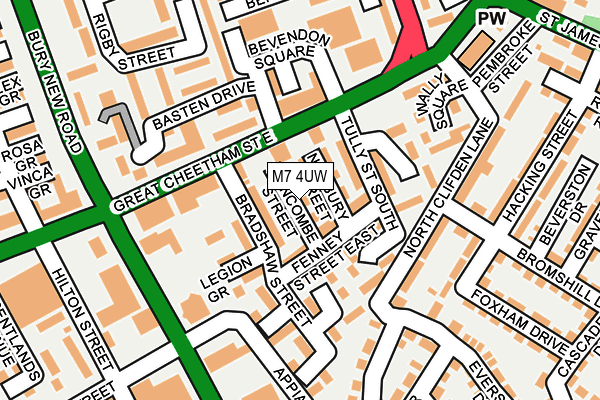 M7 4UW map - OS OpenMap – Local (Ordnance Survey)