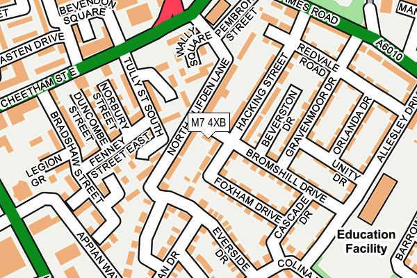 M7 4XB map - OS OpenMap – Local (Ordnance Survey)