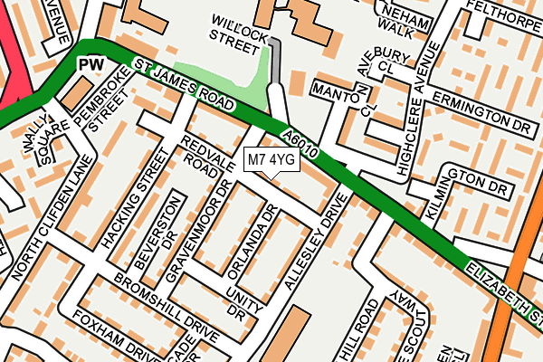 M7 4YG map - OS OpenMap – Local (Ordnance Survey)