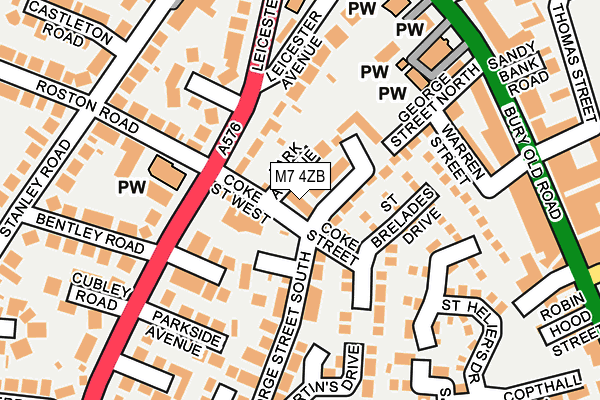 M7 4ZB map - OS OpenMap – Local (Ordnance Survey)