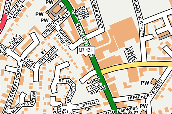 M7 4ZH map - OS OpenMap – Local (Ordnance Survey)