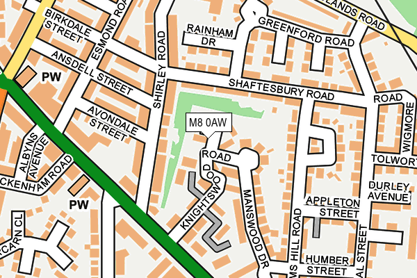 M8 0AW map - OS OpenMap – Local (Ordnance Survey)