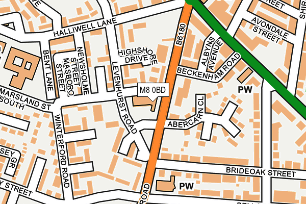 M8 0BD map - OS OpenMap – Local (Ordnance Survey)