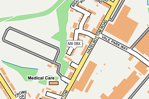 M8 0BX map - OS OpenMap – Local (Ordnance Survey)