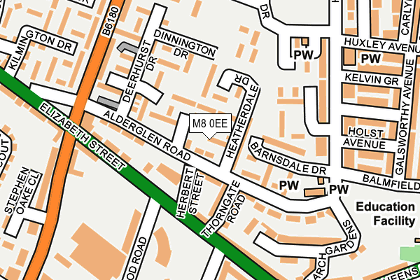 M8 0EE map - OS OpenMap – Local (Ordnance Survey)