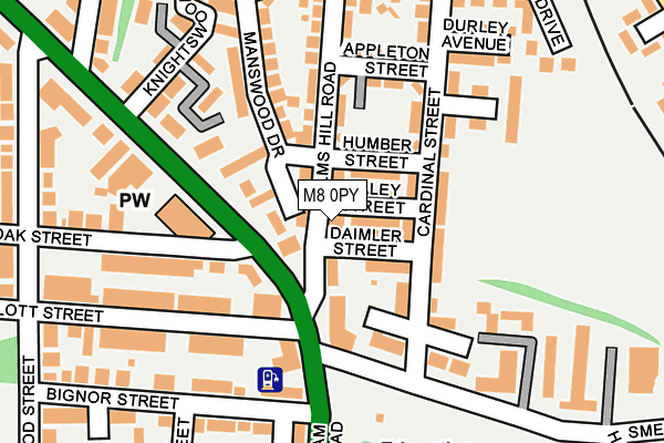 M8 0PY map - OS OpenMap – Local (Ordnance Survey)