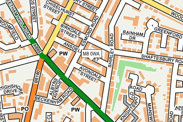 M8 0WA map - OS OpenMap – Local (Ordnance Survey)