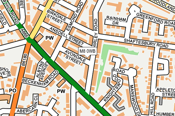 M8 0WB map - OS OpenMap – Local (Ordnance Survey)