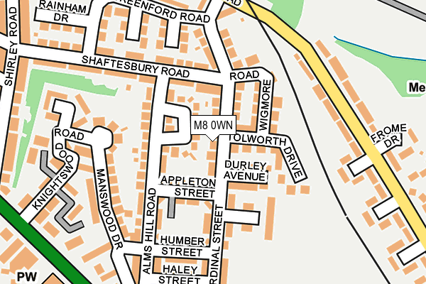 M8 0WN map - OS OpenMap – Local (Ordnance Survey)