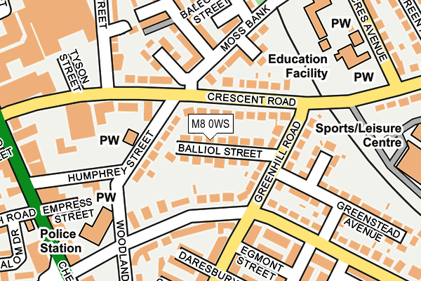 M8 0WS map - OS OpenMap – Local (Ordnance Survey)