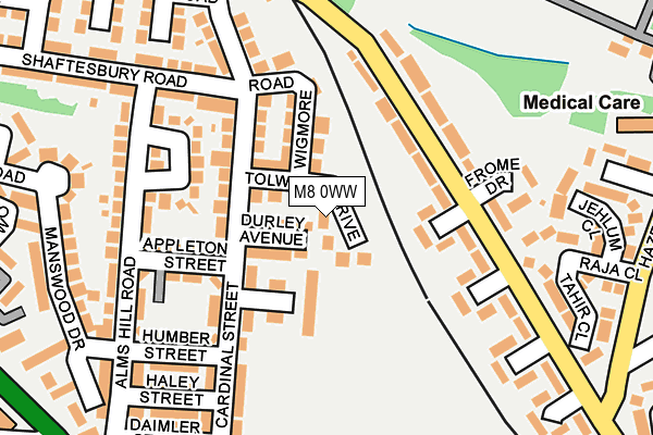 M8 0WW map - OS OpenMap – Local (Ordnance Survey)