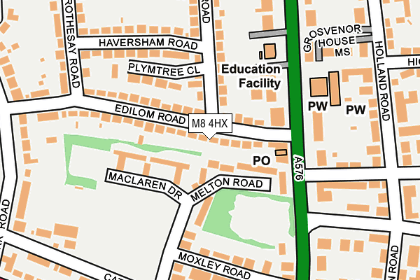 M8 4HX map - OS OpenMap – Local (Ordnance Survey)