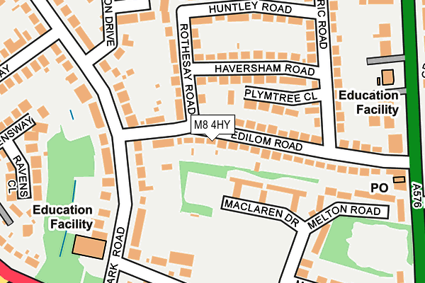 M8 4HY map - OS OpenMap – Local (Ordnance Survey)