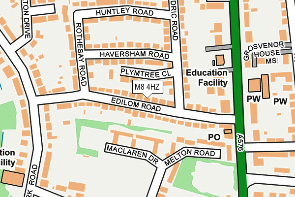 M8 4HZ map - OS OpenMap – Local (Ordnance Survey)