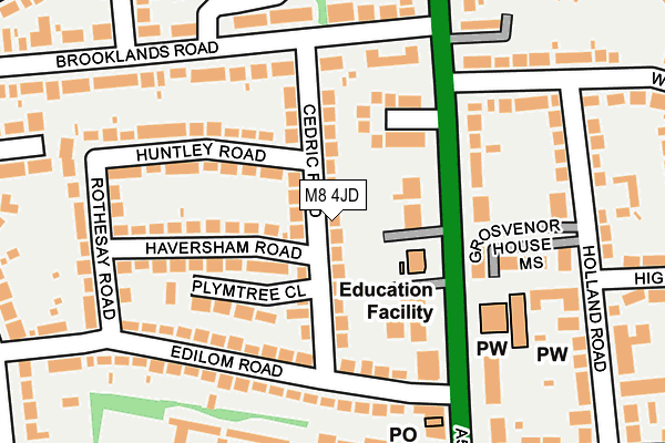 M8 4JD map - OS OpenMap – Local (Ordnance Survey)