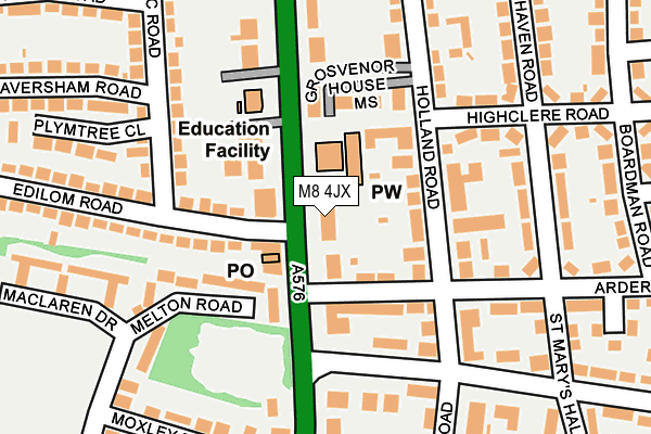 M8 4JX map - OS OpenMap – Local (Ordnance Survey)