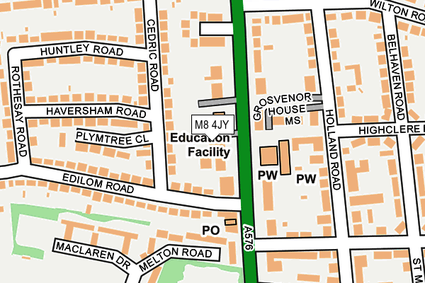 M8 4JY map - OS OpenMap – Local (Ordnance Survey)