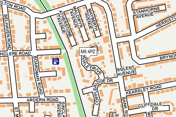 M8 4PZ map - OS OpenMap – Local (Ordnance Survey)