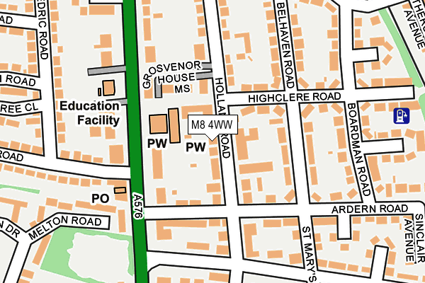 M8 4WW map - OS OpenMap – Local (Ordnance Survey)