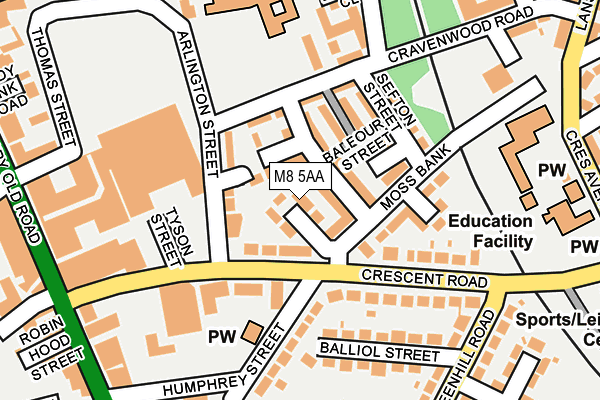 M8 5AA map - OS OpenMap – Local (Ordnance Survey)