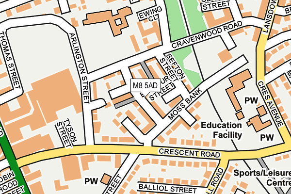 M8 5AD map - OS OpenMap – Local (Ordnance Survey)