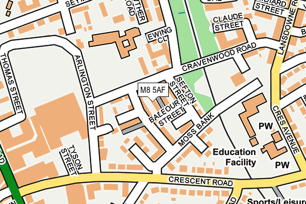 M8 5AF map - OS OpenMap – Local (Ordnance Survey)