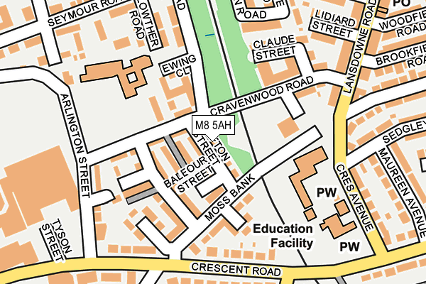 M8 5AH map - OS OpenMap – Local (Ordnance Survey)