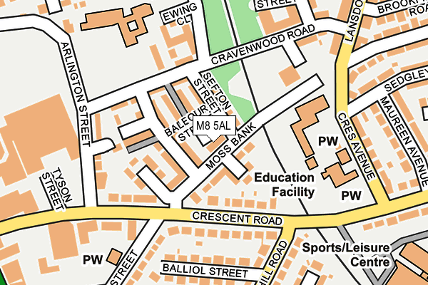 M8 5AL map - OS OpenMap – Local (Ordnance Survey)