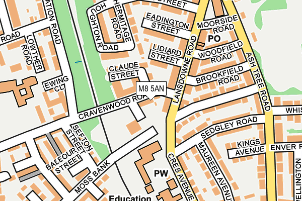 M8 5AN map - OS OpenMap – Local (Ordnance Survey)