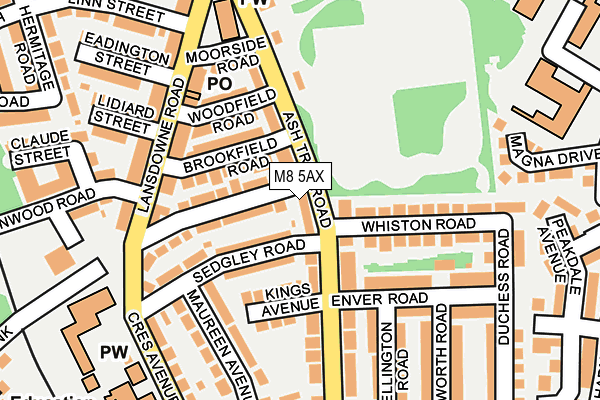 M8 5AX map - OS OpenMap – Local (Ordnance Survey)