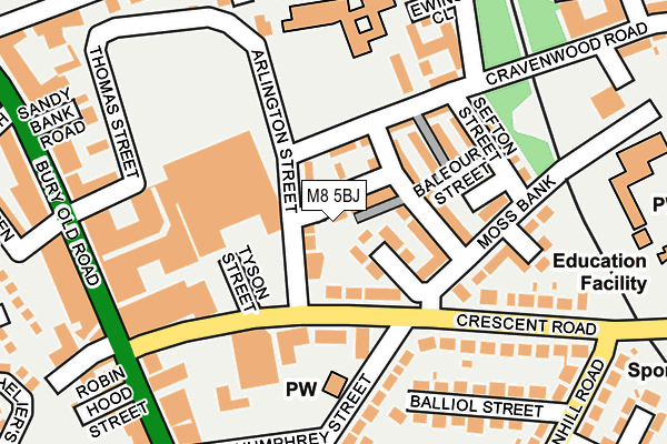 M8 5BJ map - OS OpenMap – Local (Ordnance Survey)