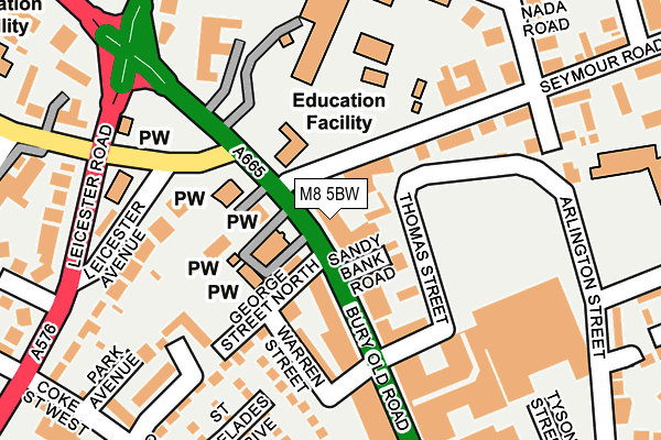 M8 5BW map - OS OpenMap – Local (Ordnance Survey)