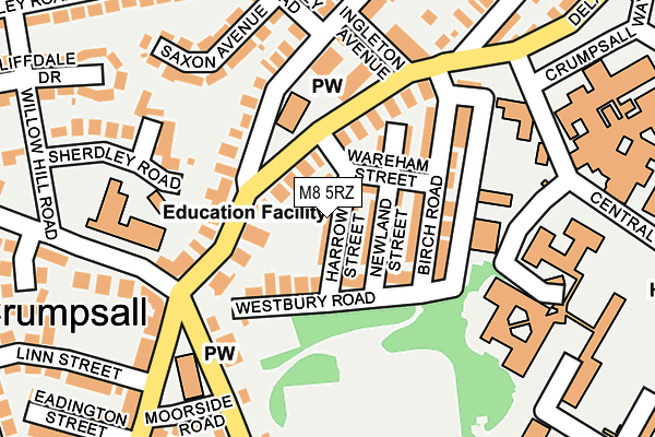 M8 5RZ map - OS OpenMap – Local (Ordnance Survey)