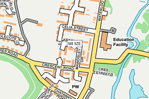 M8 5ZE map - OS OpenMap – Local (Ordnance Survey)