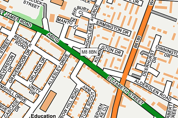 M8 8BN map - OS OpenMap – Local (Ordnance Survey)